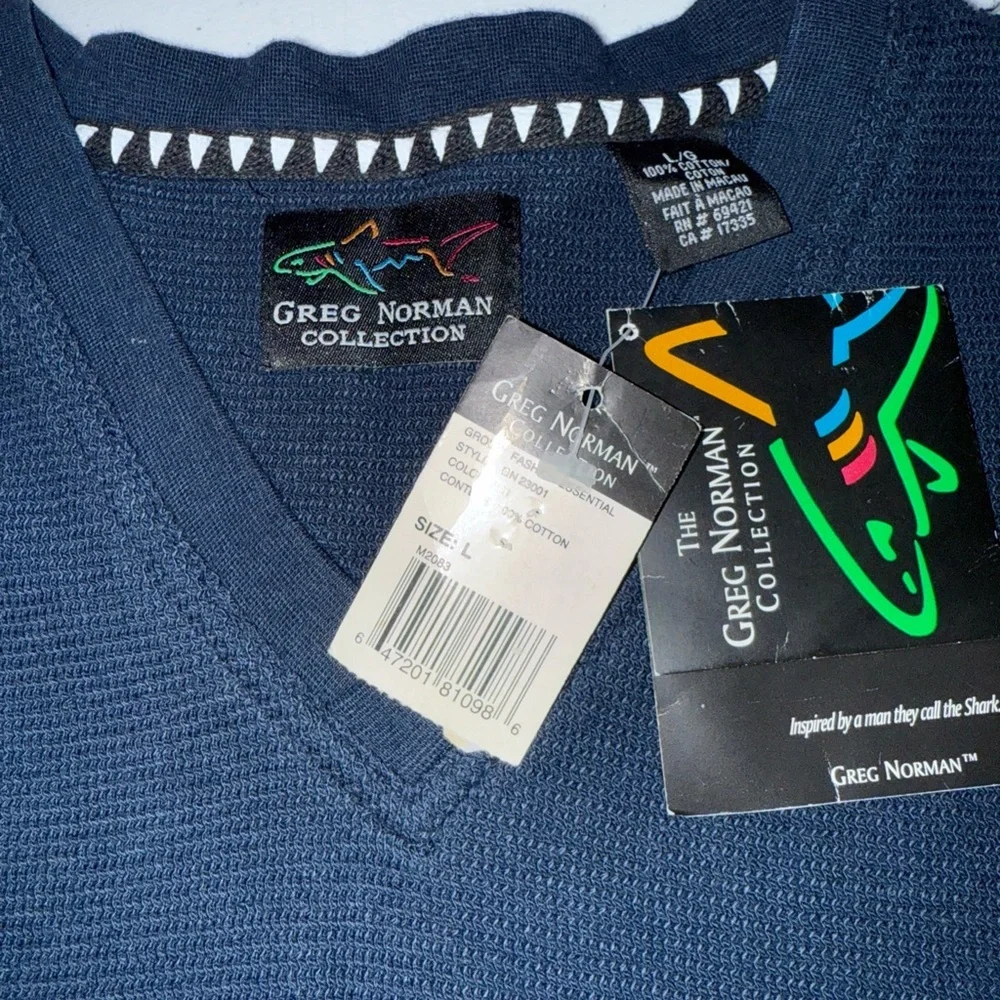Greg Norman Collection Sweater V Neck Vest‎ Golf Mens Large Navy Blue NWT $69